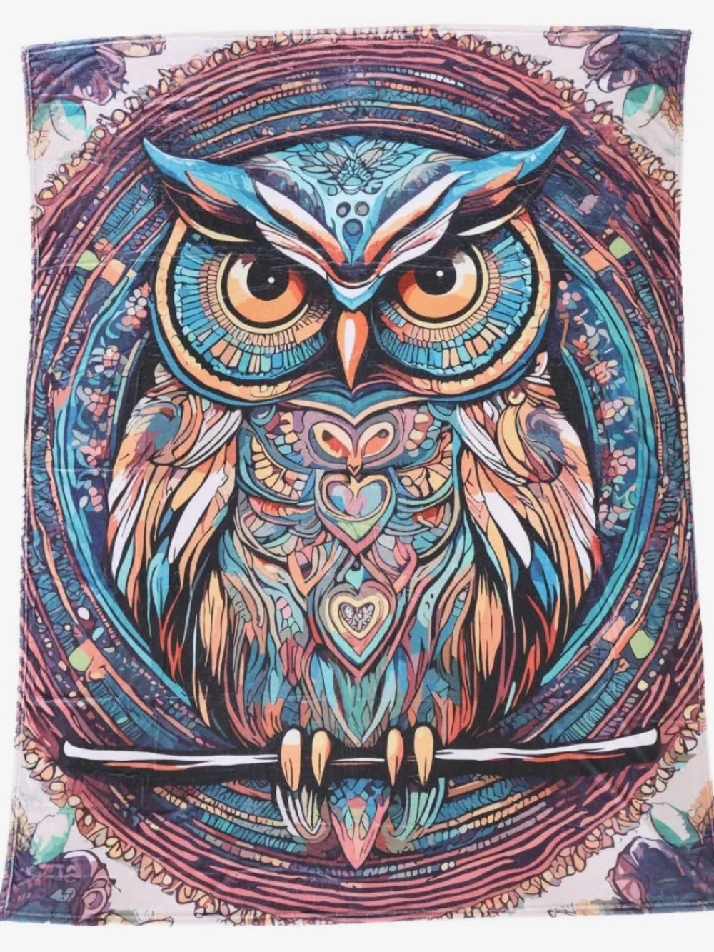 Vibrant Hippie Owl Plush Cozy Throw Blanket 50x60 ✨